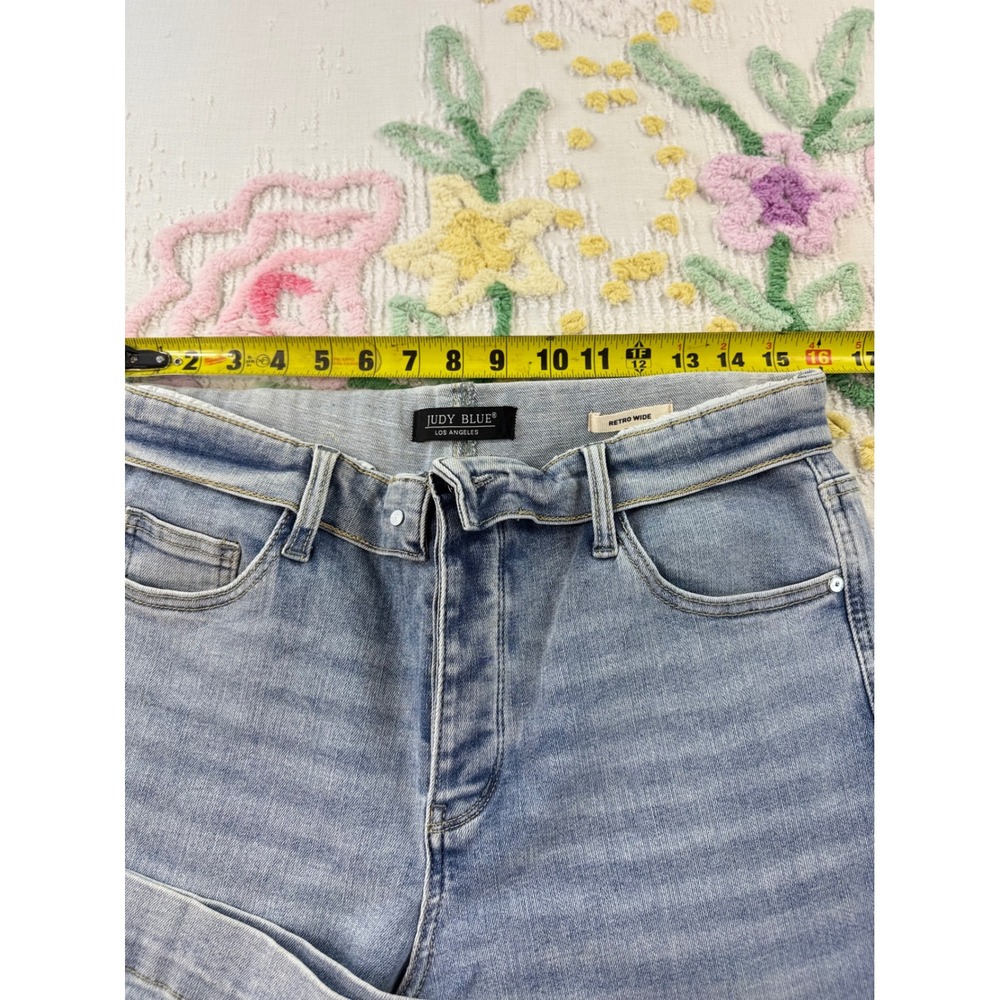 Judy Blue Retro Wide Leg Jeans Light Wash Button Fly High Rise 13/31 JB881104 LT - Picture 8 of 9